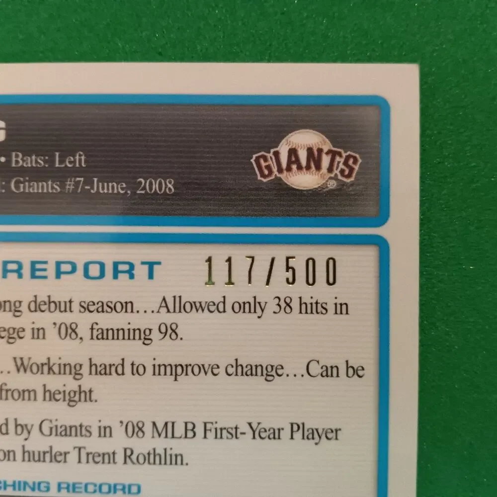 Aaron King  #BCP160 Topps 1st Bowman Chrome Refractor 2009 SSP #/500